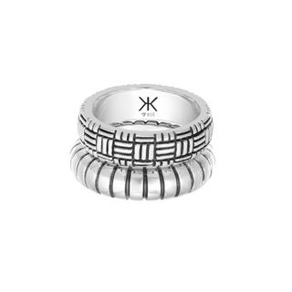 Kuzzoi  Ring Set Bandring Vintage Oxidiert 925 Silber 