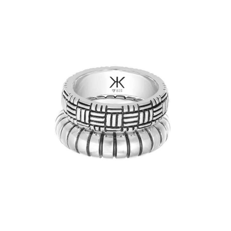 Kuzzoi  Ring Set Bandring Vintage Oxidiert 925 Silber 