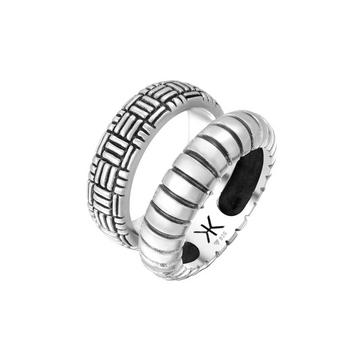 Ring Set Bandring Vintage Oxidiert 925 Silber