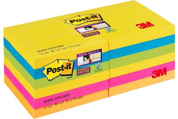 Post-It POST-IT Block Super Sticky Rio 6556SSRIO 5-farbig, 6x90 Blatt 127x76mm  