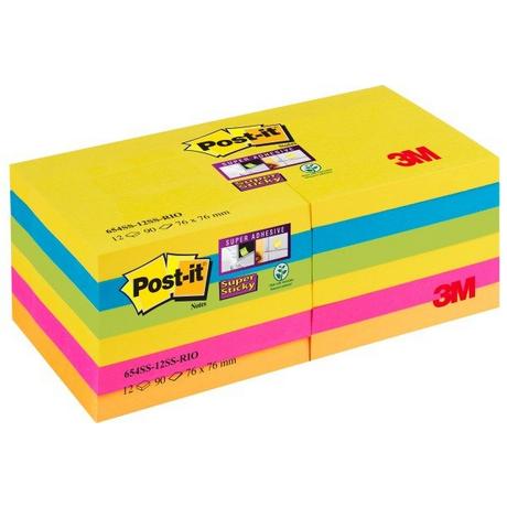 Post it POST-IT Block Super Sticky Rio 6556SSRIO 5-farbig, 6x90 Blatt 127x76mm  