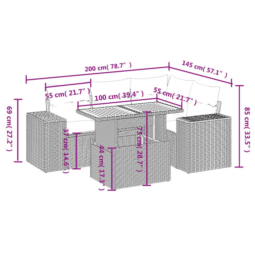 VidaXL Ensemble de canapés de jardin rotin synthétique  