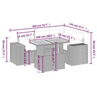 VidaXL Ensemble de canapés de jardin rotin synthétique  