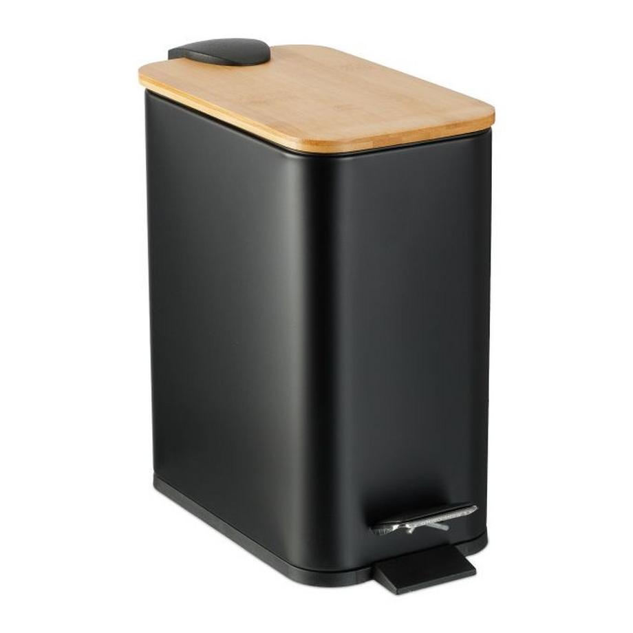 Poubelle de salle de bain 5 litres avec couvercle en bambou
