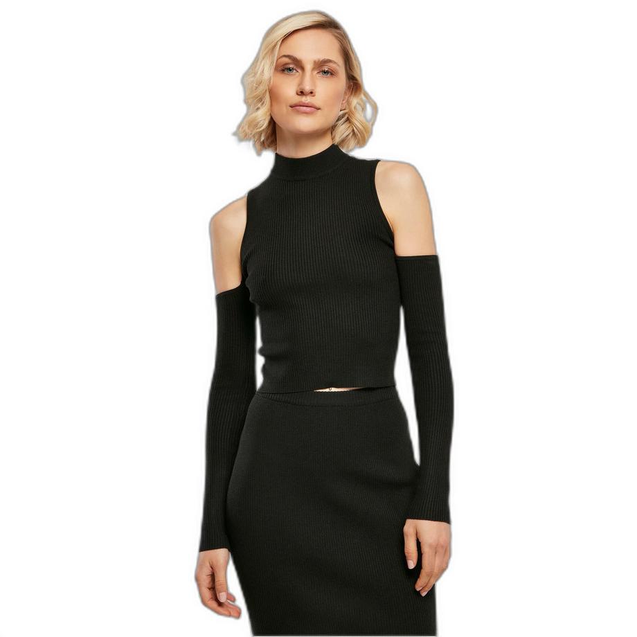 URBAN CLASSICS Geripptes Cold Shoulder Langarmshirt  