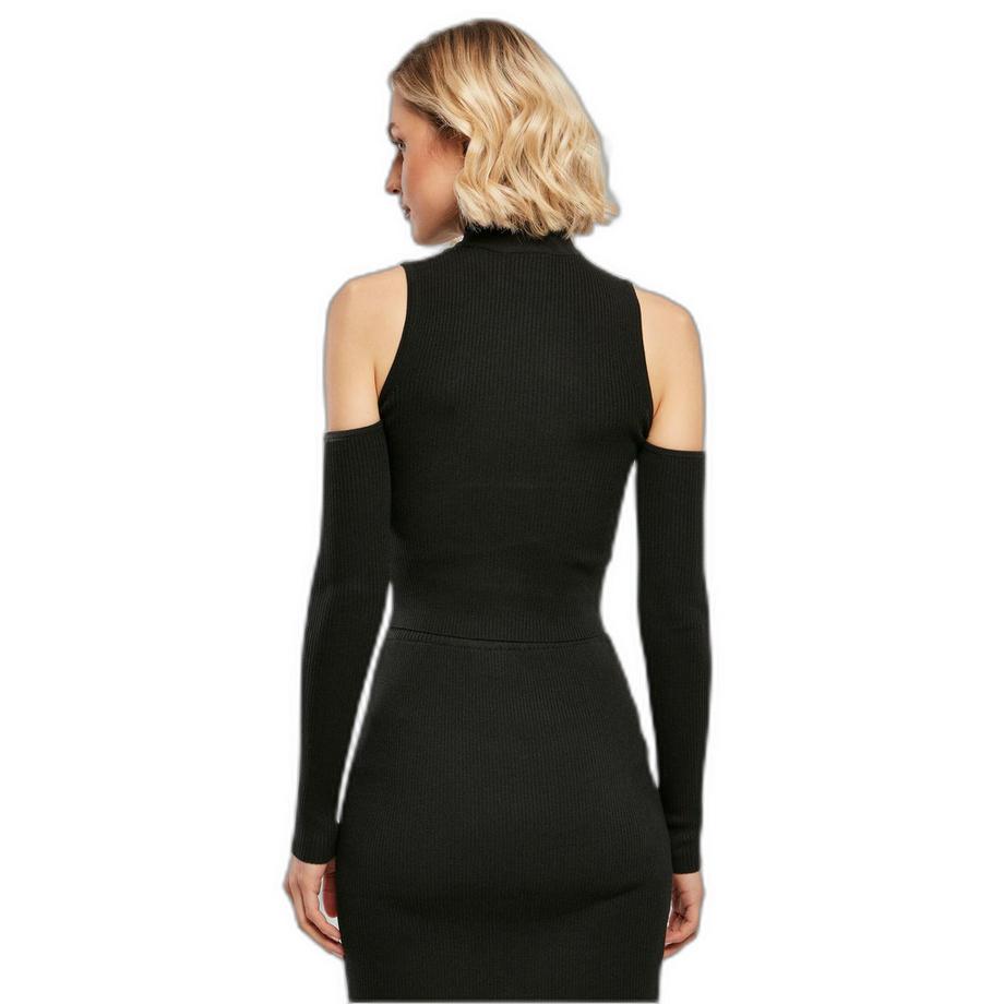 URBAN CLASSICS Geripptes Cold Shoulder Langarmshirt  