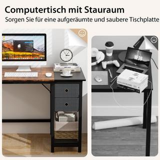 B2X Scrivania lunga 140 cm con 2 cassetti, gancio per le cuffie e scrivania per computer con vano portaoggetti  