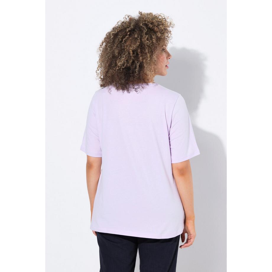 Ulla Popken Metallic Tiermotiv V-Ausschnitt Halbarm T-Shirt  