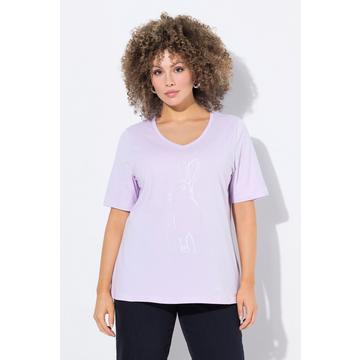 T-Shirt, Metallic-Tiermotiv, V-Ausschnitt, Halbarm