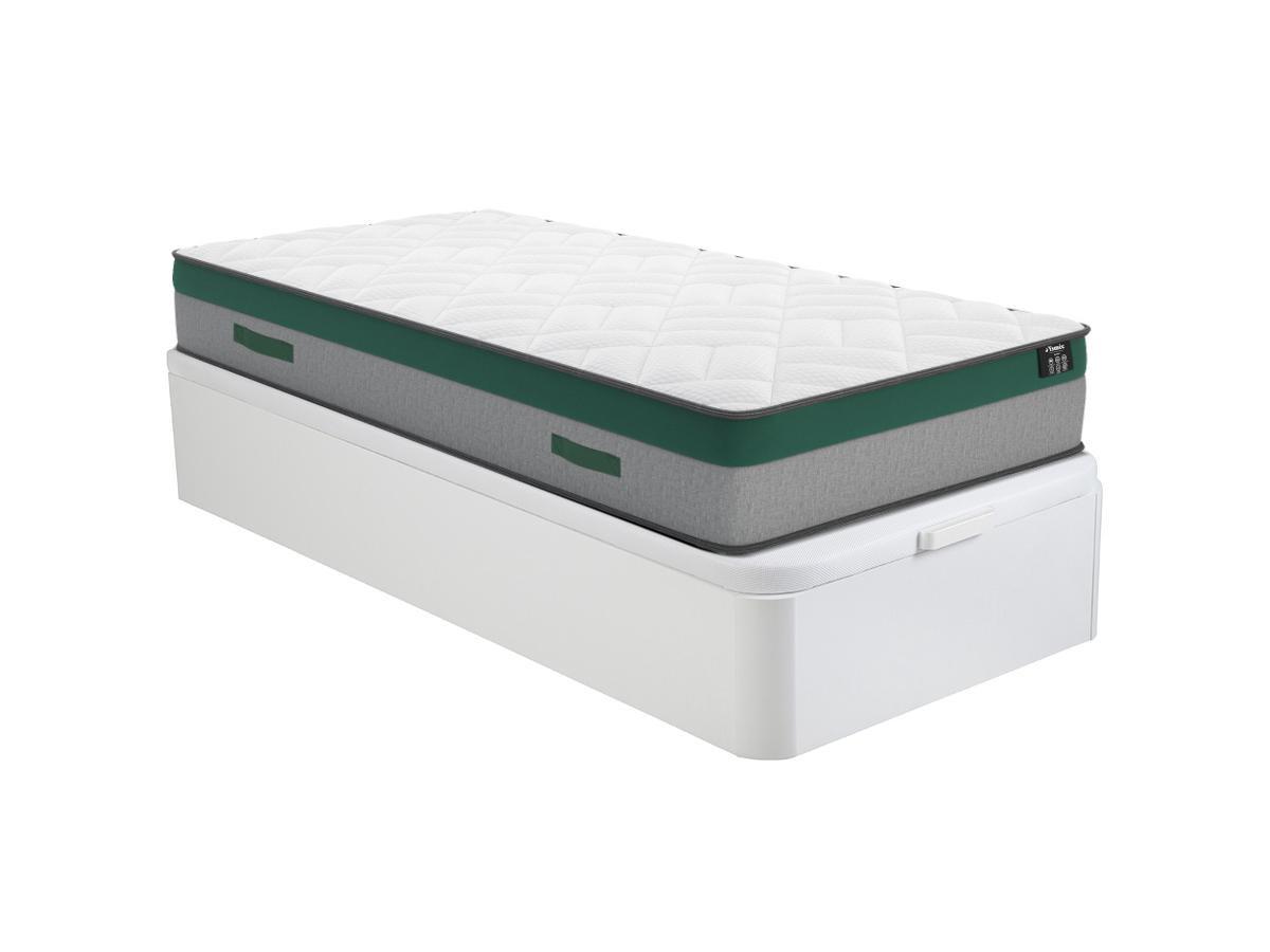 Ysmée Ensemble 90 x 190 cm sommier coffre blanc + matelas ressorts ensachés ép.22cm - PRESTIGE de YSMÉE  