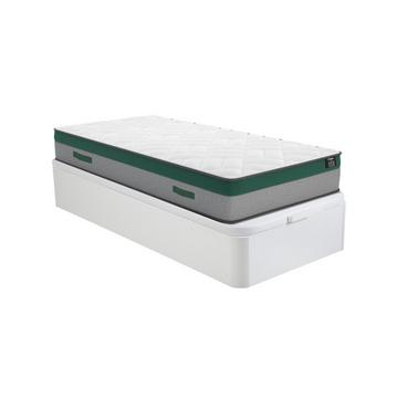 Ensemble 90 x 190 cm sommier coffre blanc + matelas ressorts ensachés ép.22cm - PRESTIGE de YSMÉE