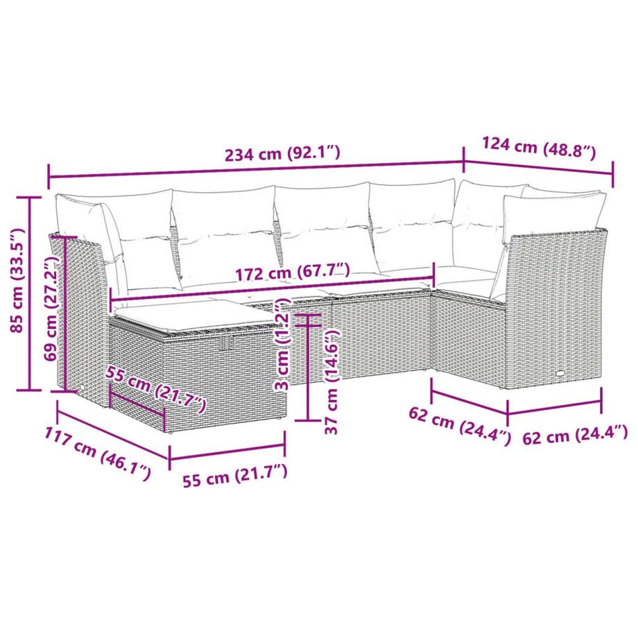 VidaXL Ensemble de canapés de jardin rotin synthétique  