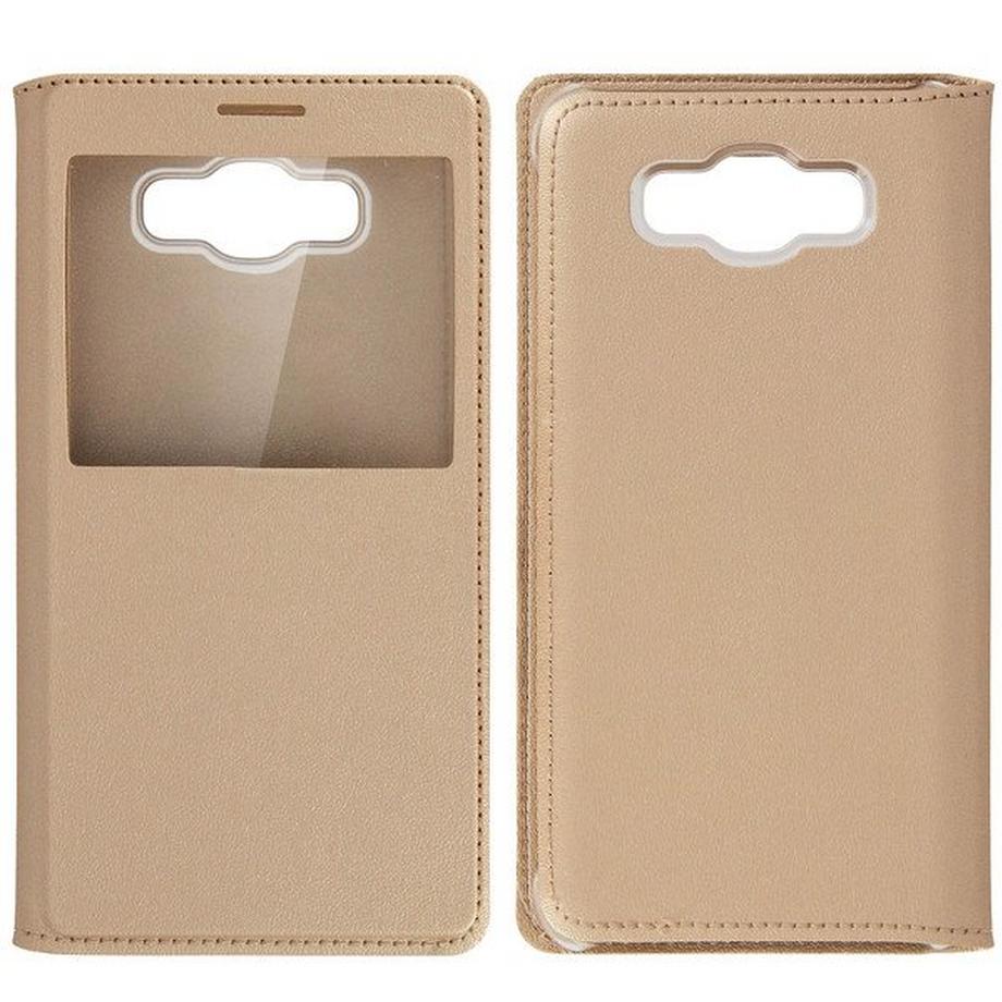 Avizar  Etui Fenêtre Or Samsung Galaxy J5 2016 