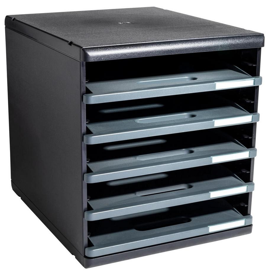 Exacompta Cassettiera Modulo Ecoblack 5 cassetti aperti  