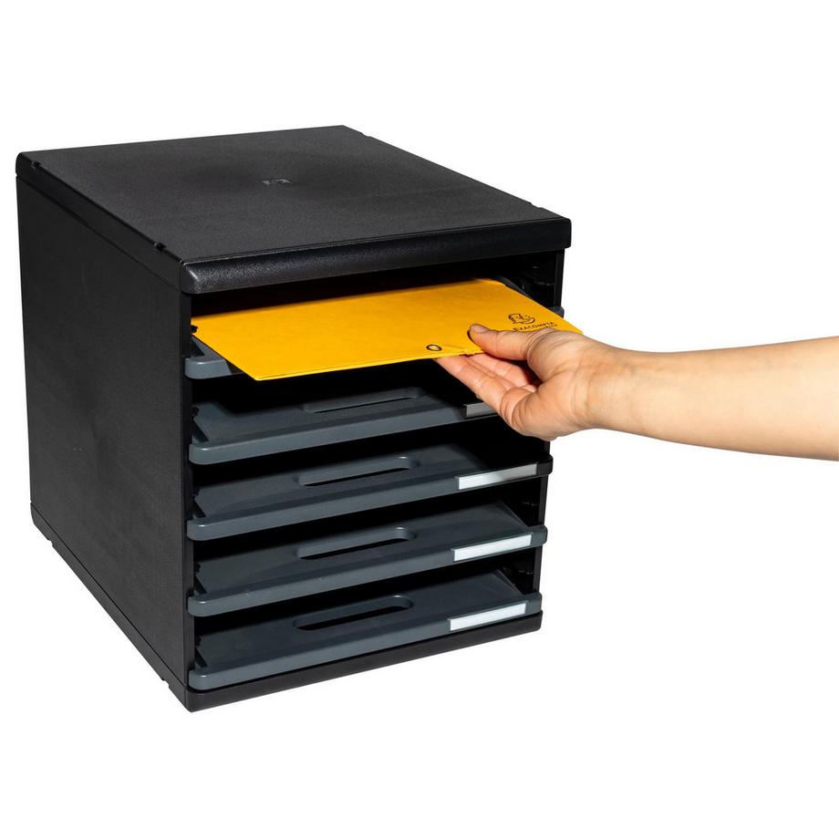 Exacompta Cassettiera Modulo Ecoblack 5 cassetti aperti  