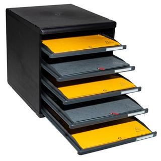 Exacompta Module de classement Modulo Ecoblack 5 tiroirs ouverts  