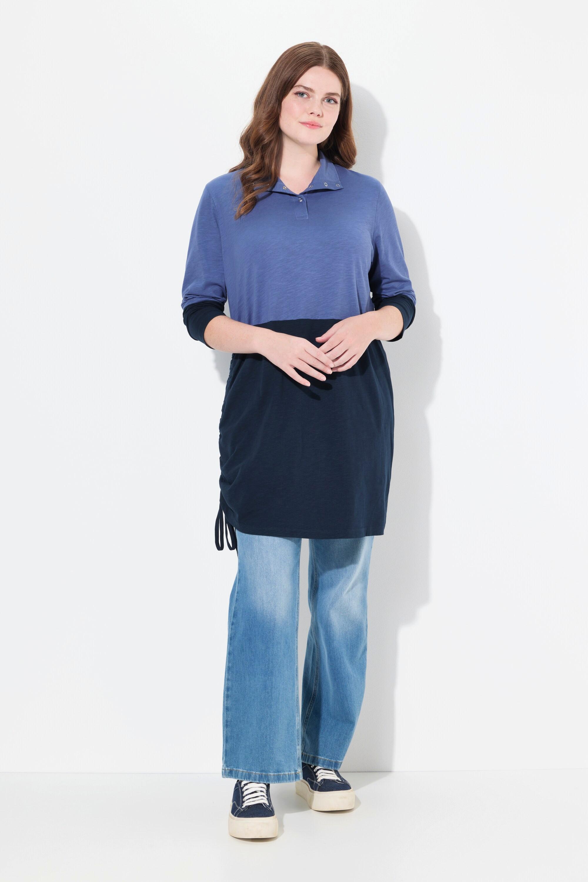 Ulla Popken T-shirt long Col montant Cordon de serrage  