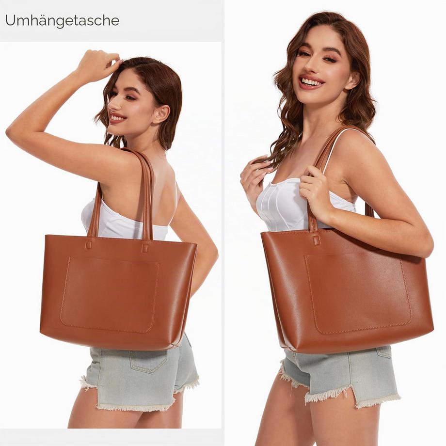 Only-bags.store Einkaufstasche Handtasche Stilvolle große Umhängetasche mit Reißverschluss und Tasche Laptop  