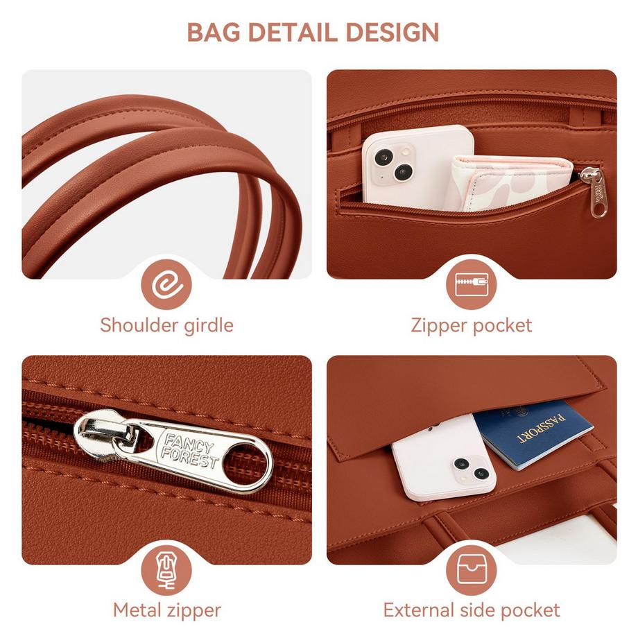 Only-bags.store Einkaufstasche Handtasche Stilvolle große Umhängetasche mit Reißverschluss und Tasche Laptop  