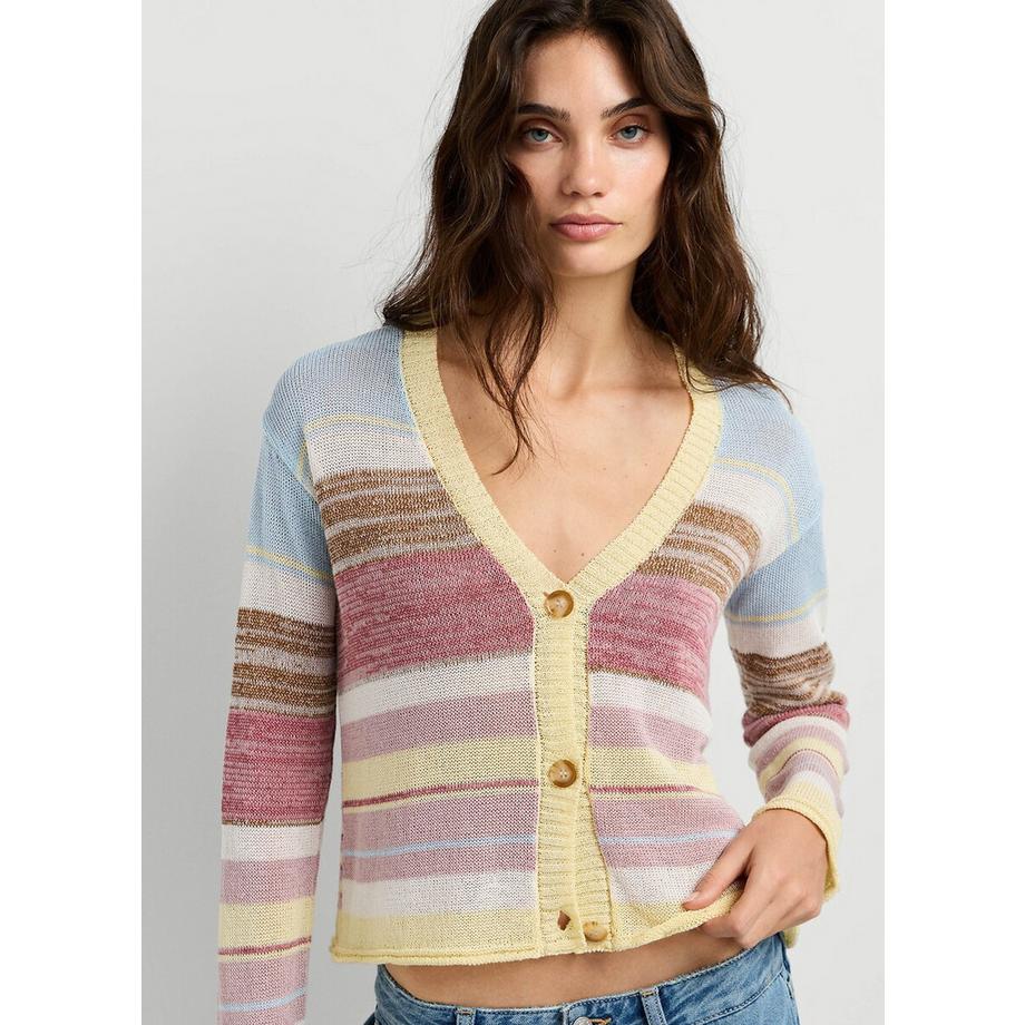 Pepe Jeans London Cardigan a maglia a righe con scollo a V  