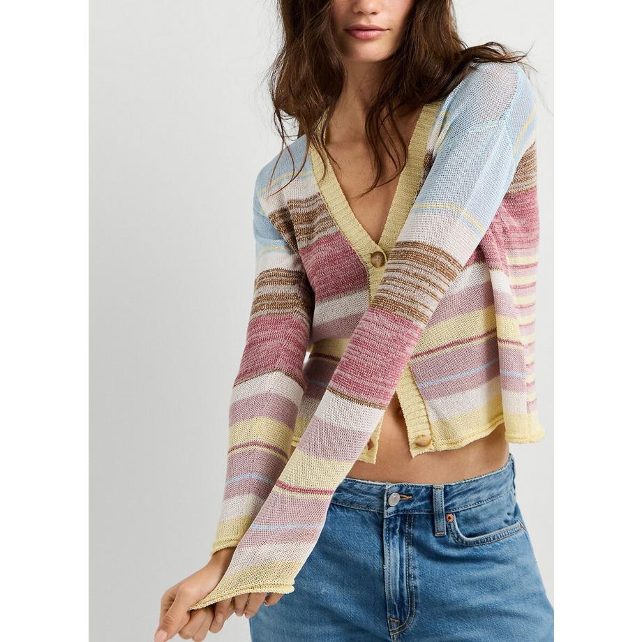 Pepe Jeans London Cardigan a maglia a righe con scollo a V  