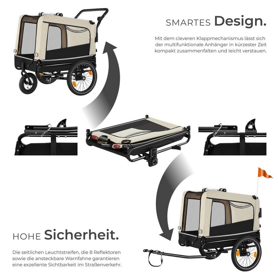 Tectake  Hundeanhänger WoofRider 3in1 multifunktional faltbar 