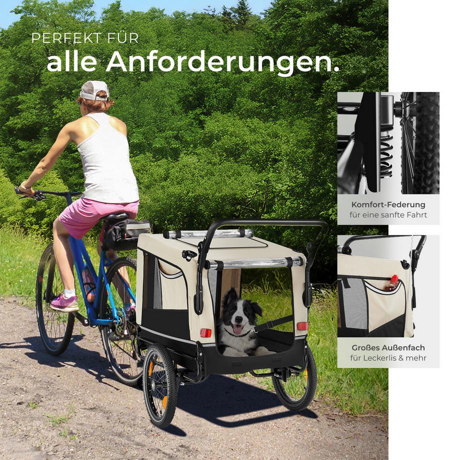 Tectake  Hundeanhänger WoofRider 3in1 multifunktional faltbar 