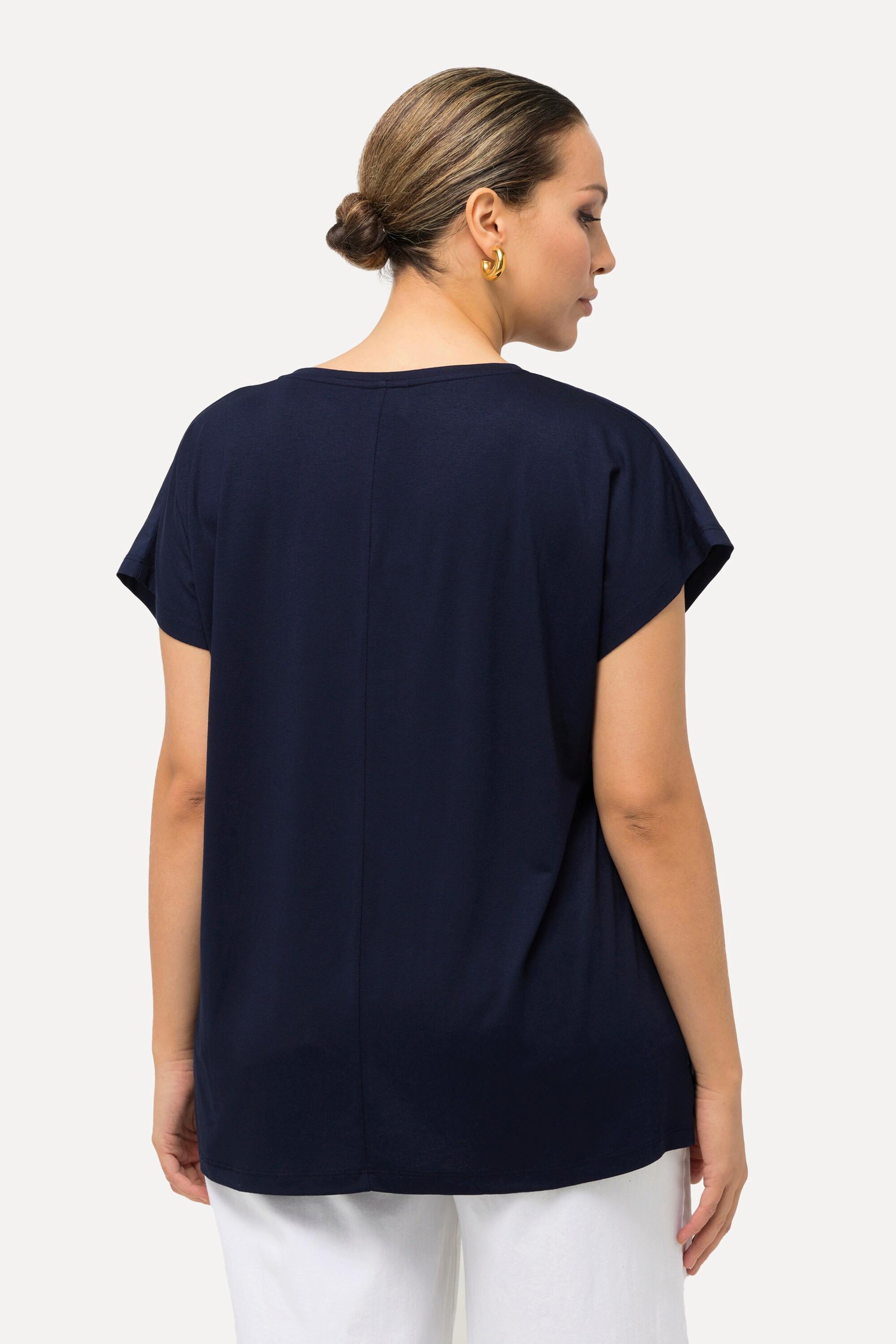 Ulla Popken  Blouse oversized bateau - col rond et manches courtes 