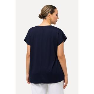 Ulla Popken  Blouse oversized bateau - col rond et manches courtes 