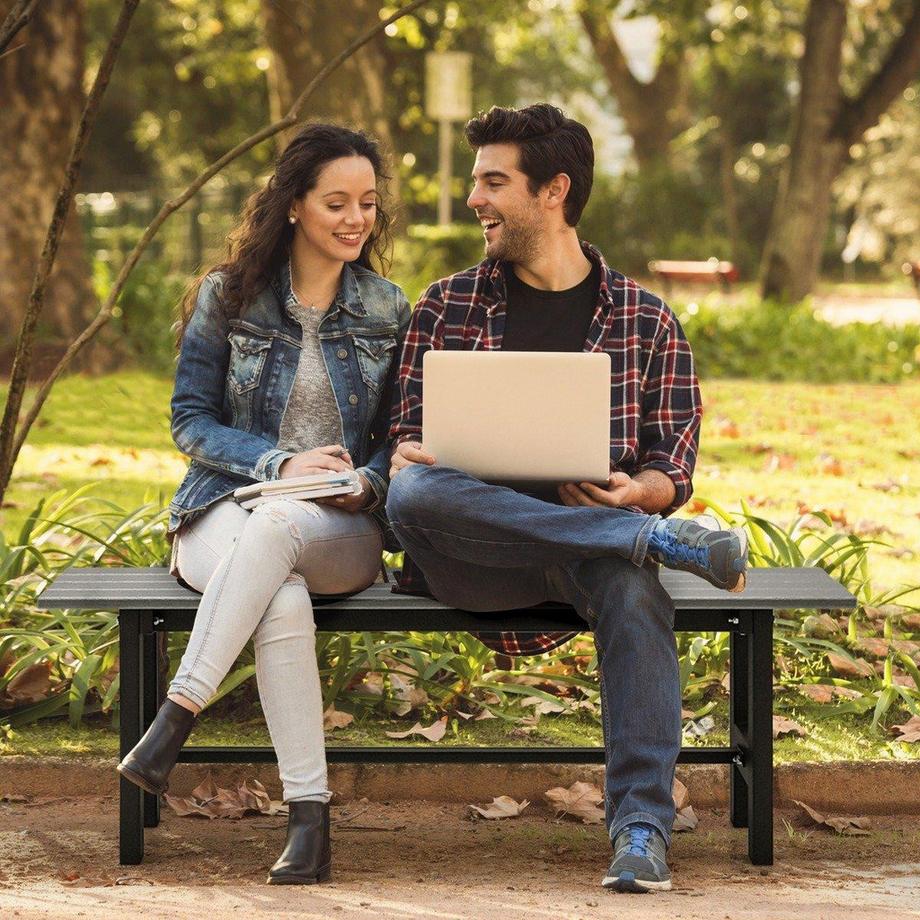Banc de jardin pour 2 personnes avec assise à lattes pouvant supporter jusqu'à 300 kg 120 x 36 x 40,5 cm gris