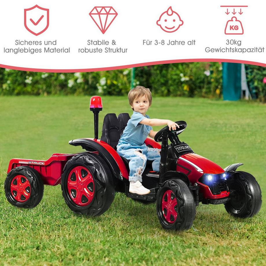 Northio  Trattore cavalcabile per bambini 12V con rimorchio rimovibile 
