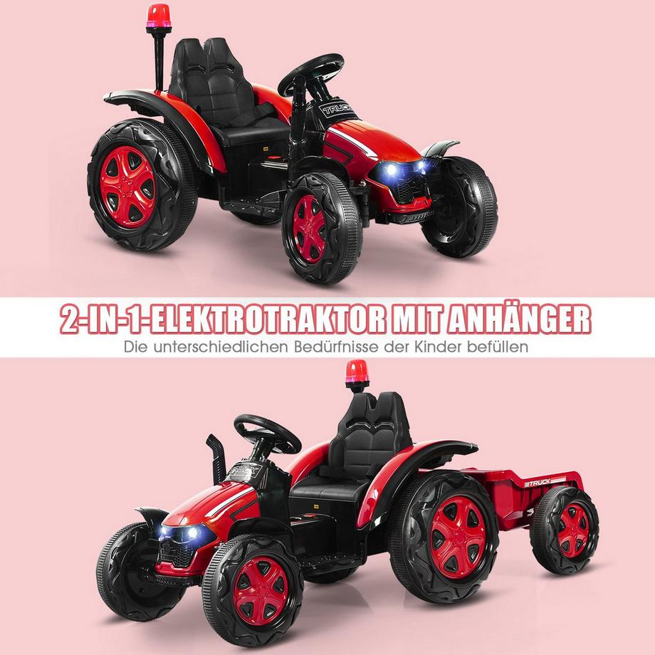 Northio  Trattore cavalcabile per bambini 12V con rimorchio rimovibile 