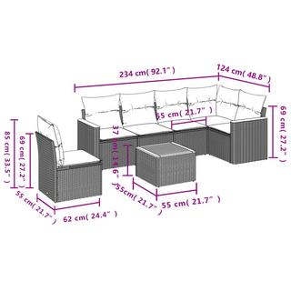 VidaXL Ensemble de canapés de jardin rotin synthétique  