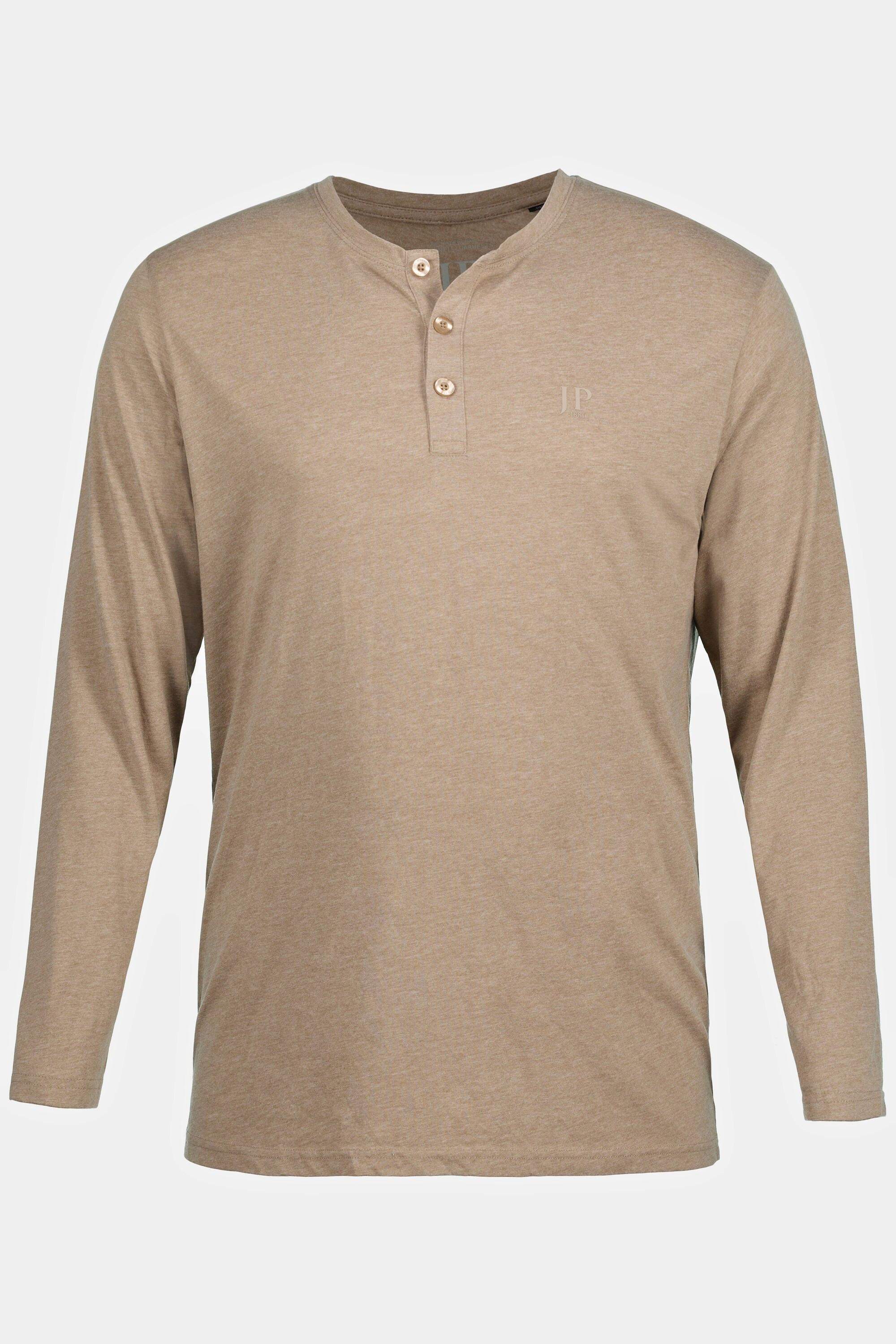 JP1880  T-shirt JP 1880 Henley Basic, manches longues et patte de boutonnage sable 