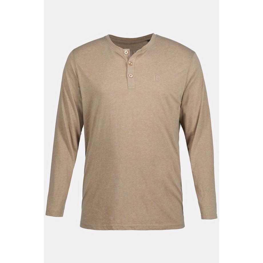 JP1880 T-shirt Henley basique à manches longues avec patte de boutonnage  