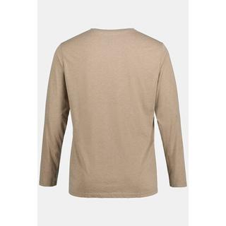 JP1880  Maglia serafino basic con maniche lunghe e abbottonatura sabbia 