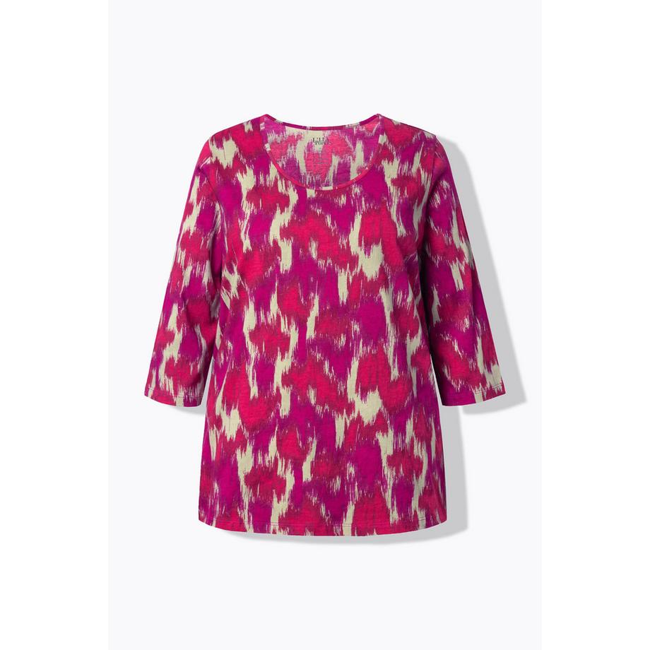 Ulla Popken T-shirt Coupe Évasée Col Rond Manches 3/4  