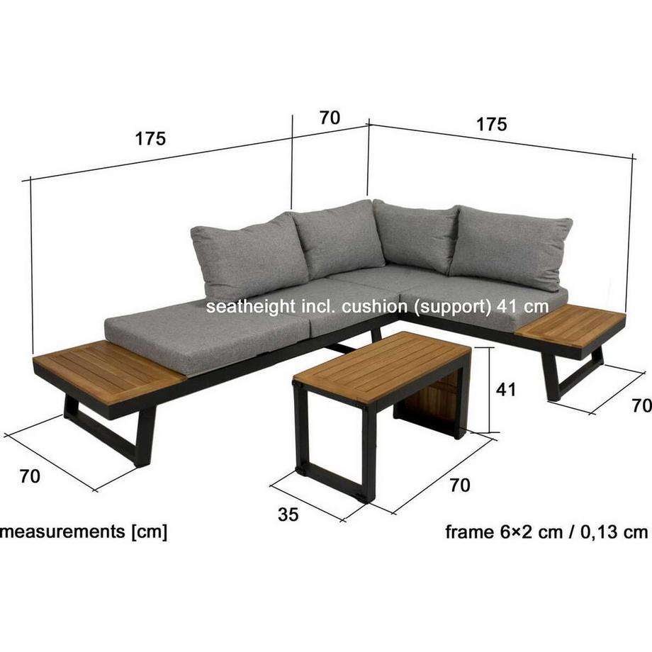 mutoni Salon de jardin Felice gris (set de 3)  