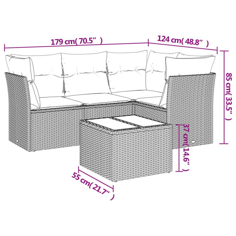 VidaXL Ensemble de canapés de jardin rotin synthétique  