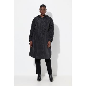Cappotto idrorepellente dal taglio svasato con cappuccio