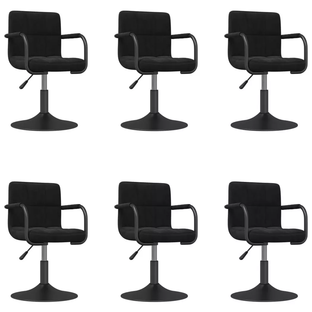 vidaXL Chaises pivotantes à manger lot de 6 noir velours