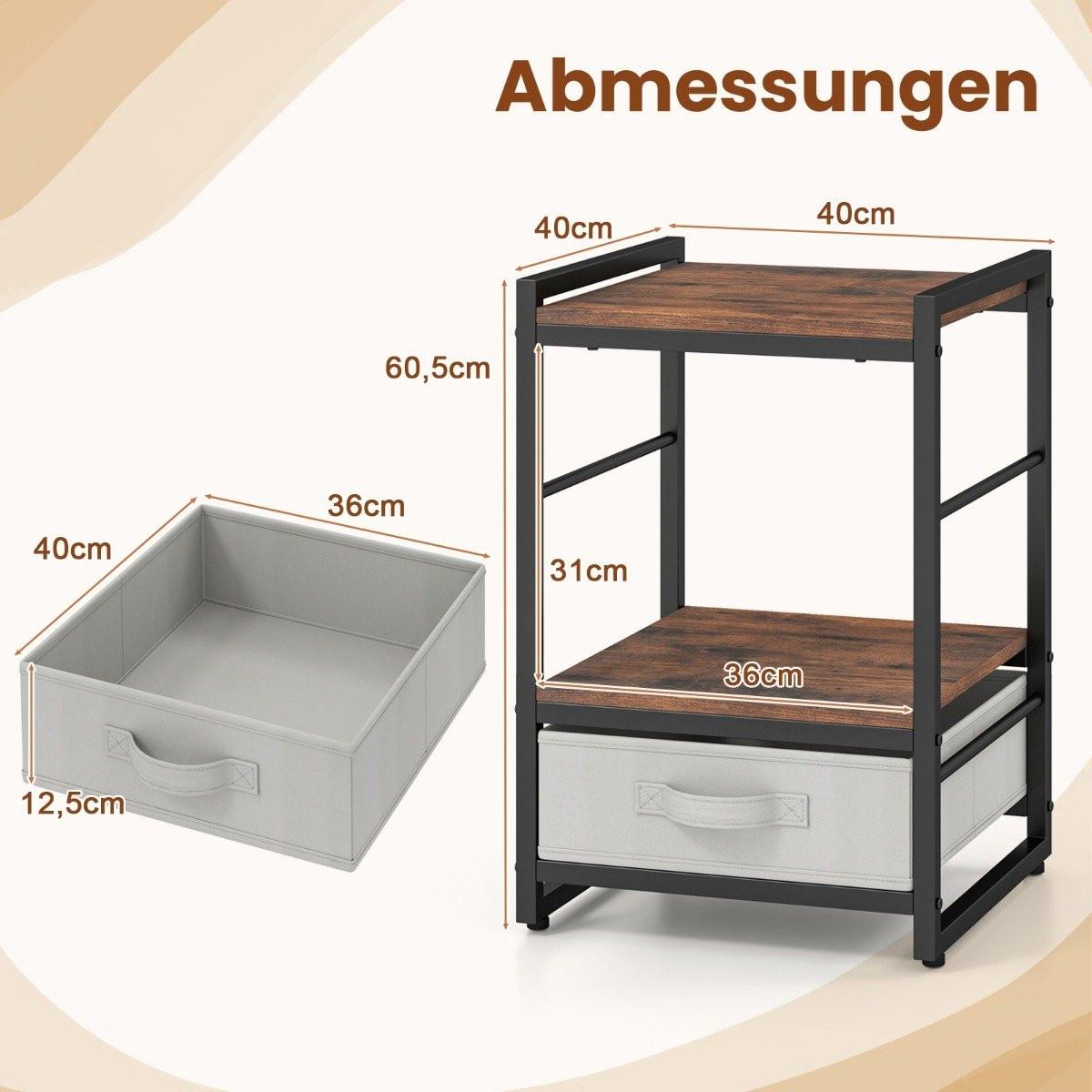 Northix Table de chevet avec tiroir en tissu et compartiment de rangement ouvert, table d'appoint, table de nuit  