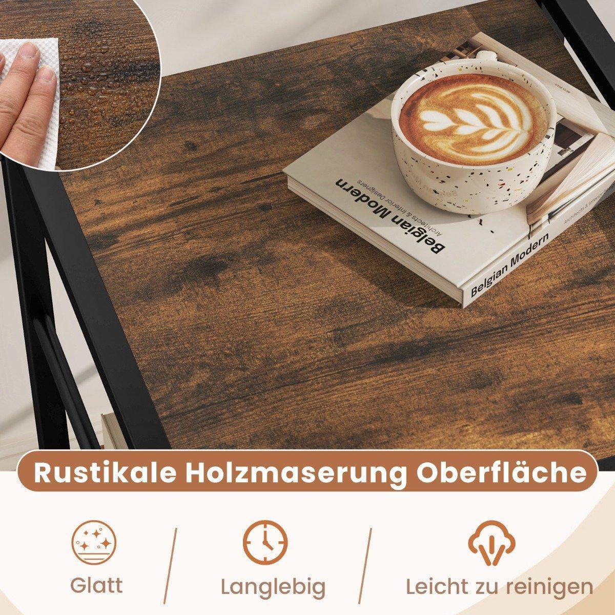 Northix Table de chevet avec tiroir en tissu et compartiment de rangement ouvert, table d'appoint, table de nuit  