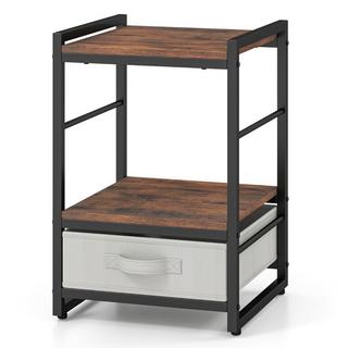 Northix Table de chevet avec tiroir en tissu et compartiment de rangement ouvert, table d'appoint, table de nuit  