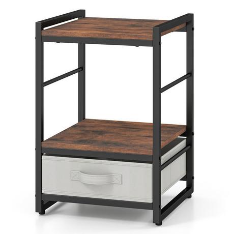 Northix Table de chevet avec tiroir en tissu et compartiment de rangement ouvert, table d'appoint, table de nuit  