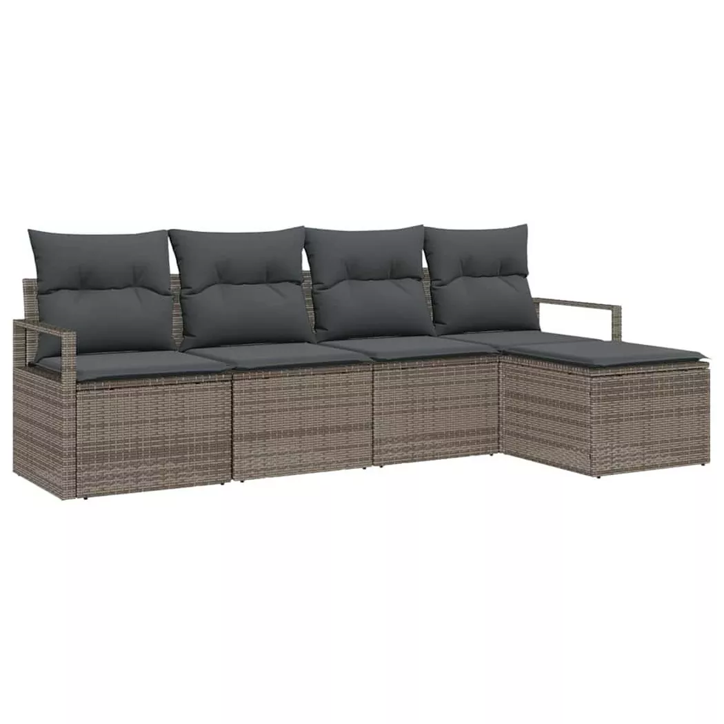 Set Divano Da Giardino 5 Pcs Grigio Poly Rattan - Vidaxl