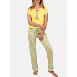 Admas  Homewear Schlafanzug Hose T-shirt Yellow Hippy gelb Gelbgold
