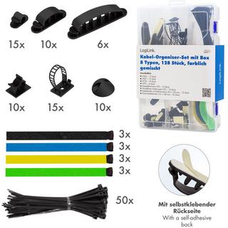 LogiLink  8-teiliges Kabelmanagement-Set, 128-teilig, verschiedene Farben 