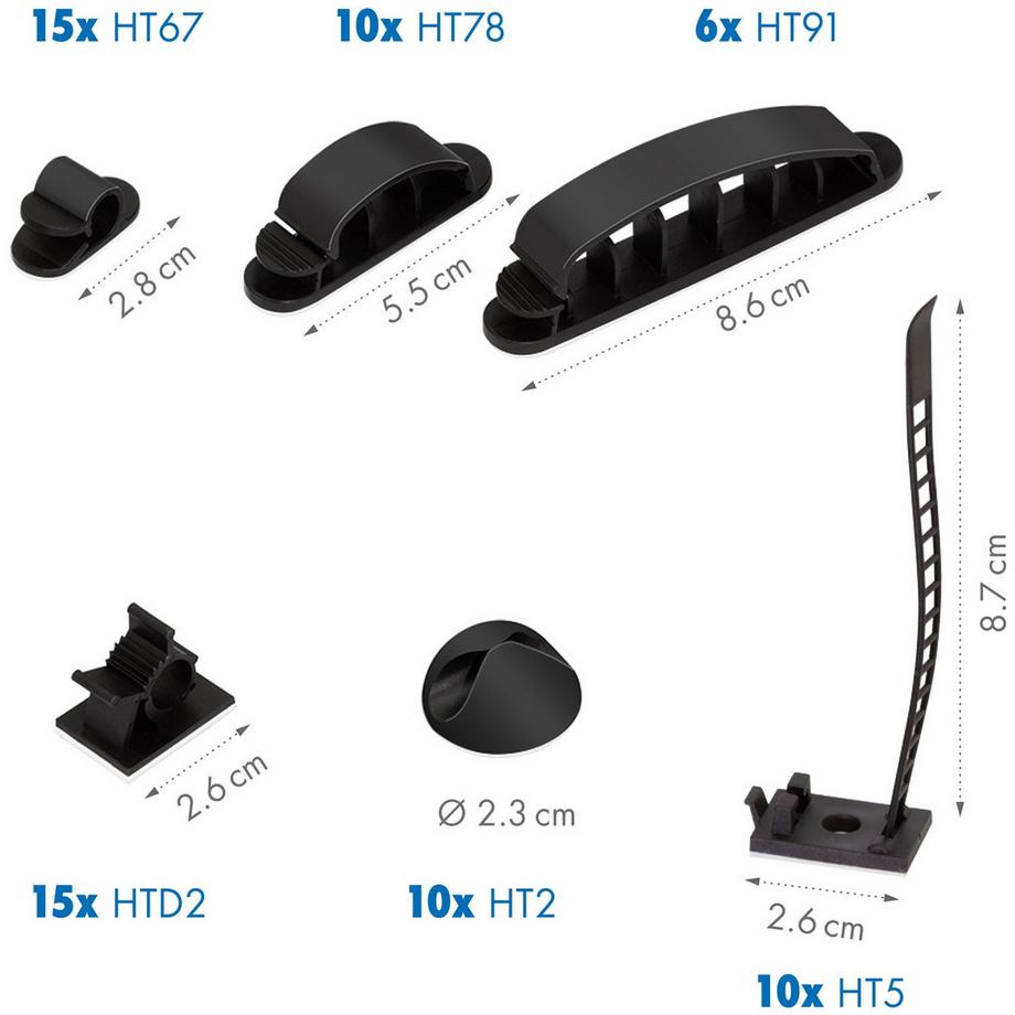 LogiLink  Ensemble de gestion des câbles 8 pièces 128 pièces Couleurs assorties 