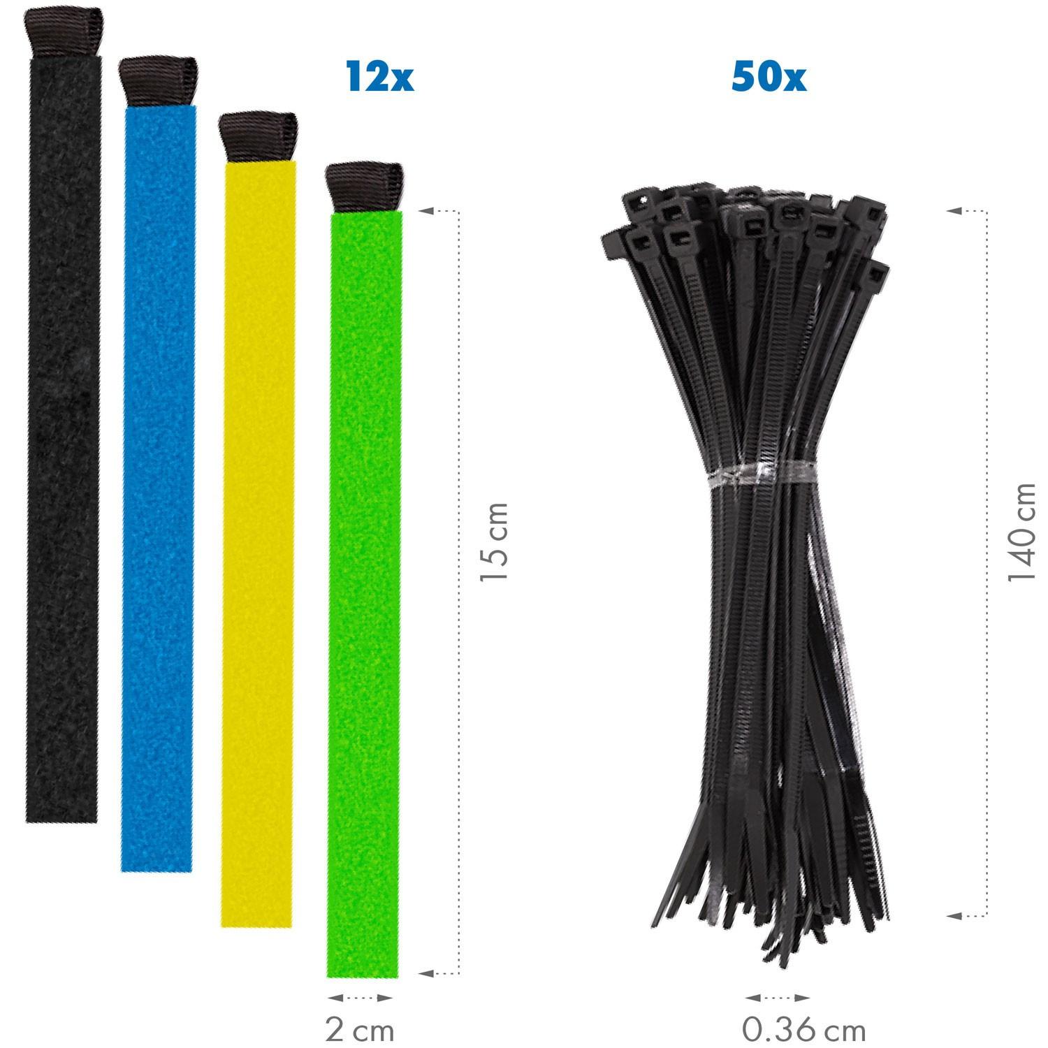 LogiLink  8-teiliges Kabelmanagement-Set, 128-teilig, verschiedene Farben 